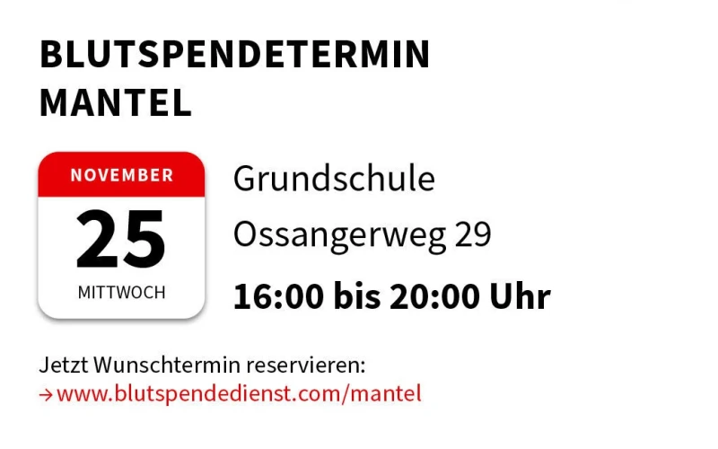 Blutspendetermin am 25.11.2026