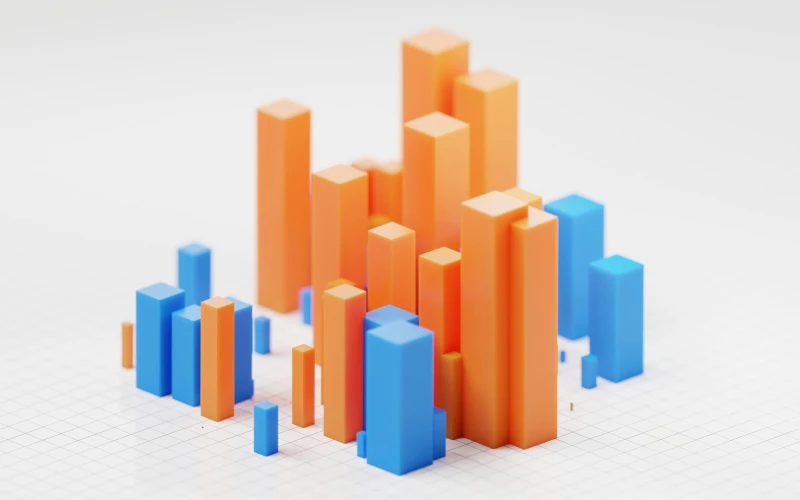 Orange-blaues 3D Balkendiagramm
